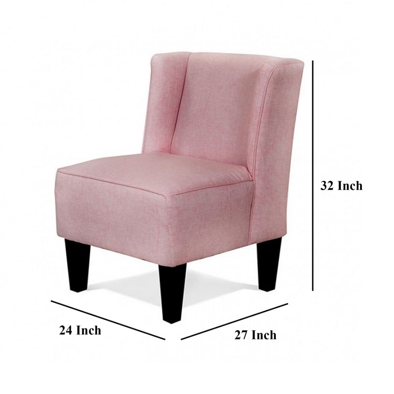 Carie Kids Chair with Wingback and Welt Trim- Solid Wood- Pink Fabric