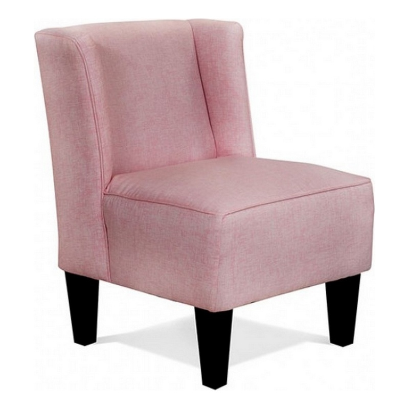 Carie Kids Chair with Wingback and Welt Trim- Solid Wood- Pink Fabric