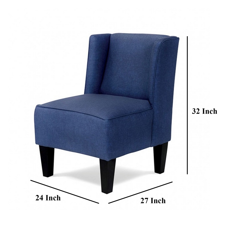 Carie Kids Chair with Wingback and Welt Trim- Solid Wood- Blue Fabric