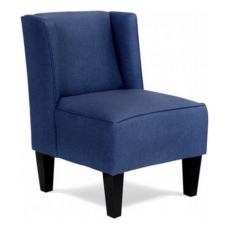 Carie Kids Chair with Wingback and Welt Trim- Solid Wood- Blue Fabric