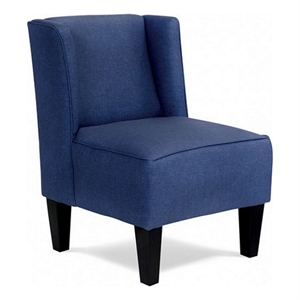 Carie Kids Chair with Wingback and Welt Trim- Solid Wood- Blue Fabric