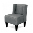 Carie Kids Chair with Wingback and Welt Trim- Solid Wood- Gray Fabric