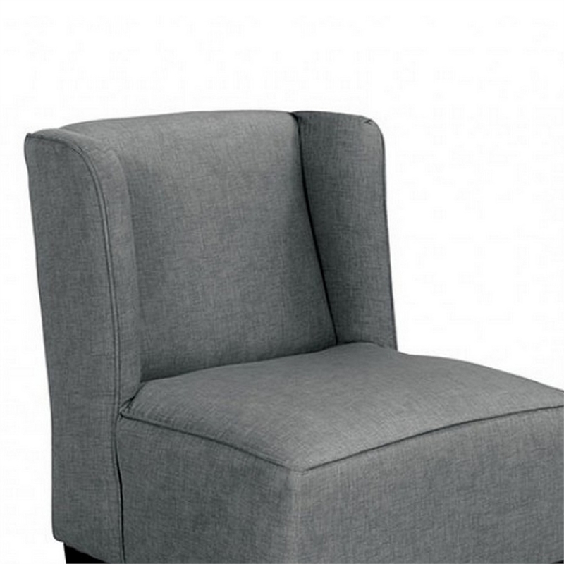 Carie Kids Chair with Wingback and Welt Trim- Solid Wood- Gray Fabric