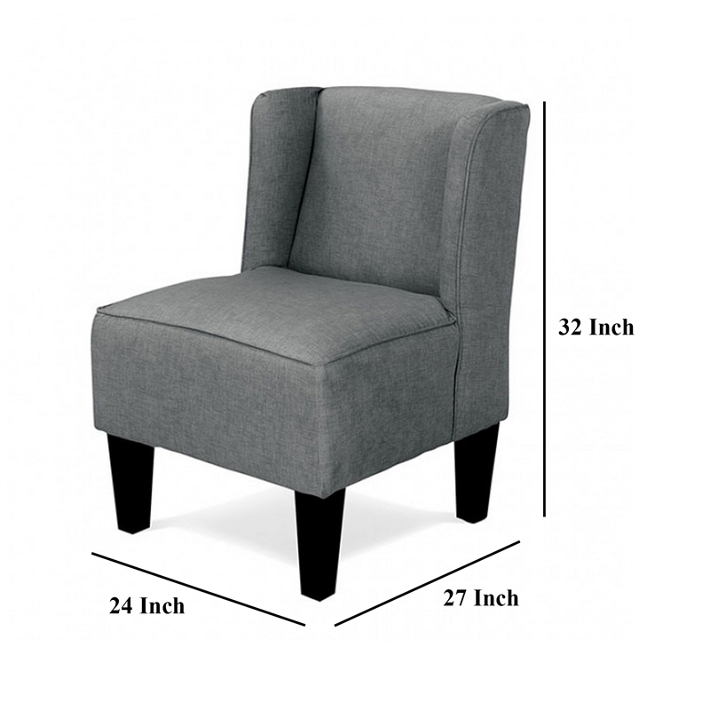 Carie Kids Chair with Wingback and Welt Trim- Solid Wood- Gray Fabric