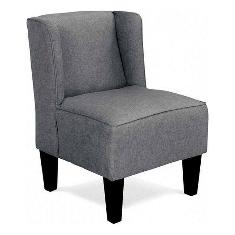 Carie Kids Chair with Wingback and Welt Trim- Solid Wood- Gray Fabric