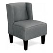 Carie Kids Chair with Wingback and Welt Trim- Solid Wood- Gray Fabric