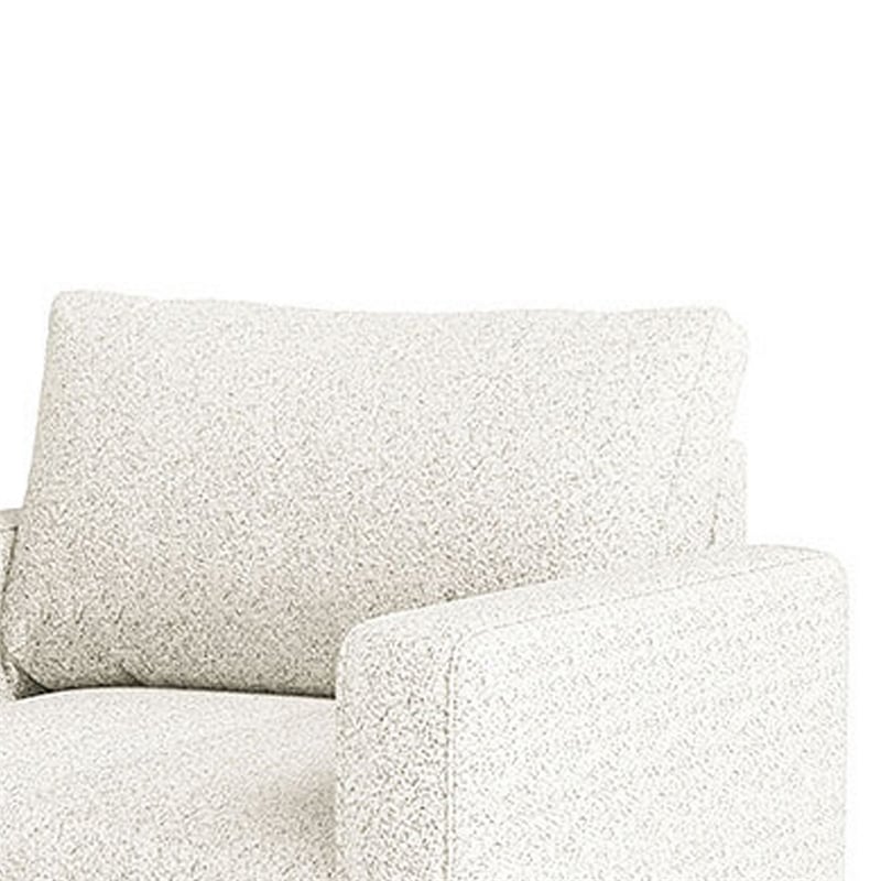Remy Accent Chair- Bench Seat w Track Arms- Plush Off White Boucle