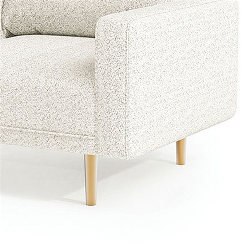 Remy Accent Chair- Bench Seat w Track Arms- Plush Off White Boucle