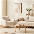 Remy Accent Chair- Bench Seat w Track Arms- Plush Off White Boucle