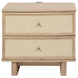 Lno Nightstand- 2 Cane Accent Drawers w Brass Knobs- USB- Oak Beige