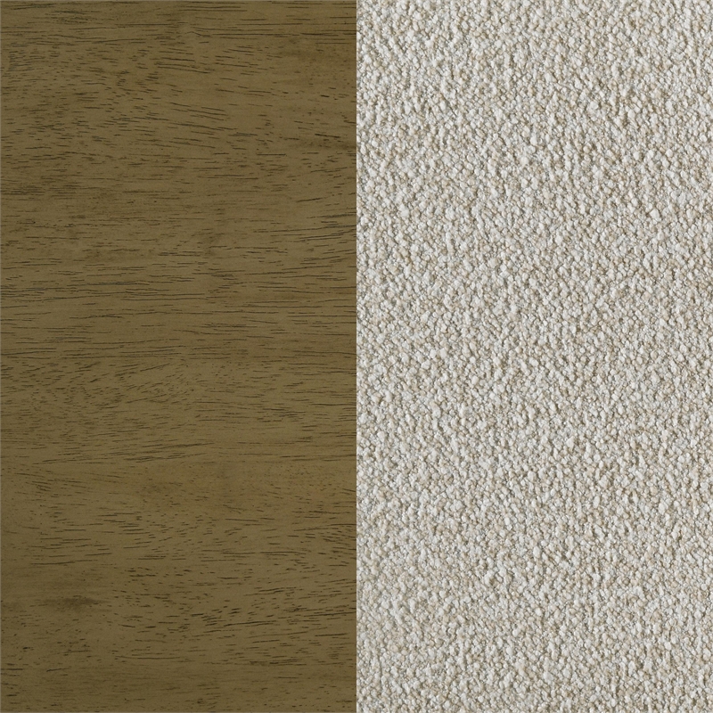 Deon Queen Bed- Vertical Channel Tufted Beige Boucle Upholstery- Brown