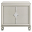 Ory Nightstand w 2 Drawers- Chrome Star Handle- Pearl Ivory Wood