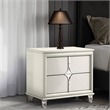 Ory Nightstand w 2 Drawers- Chrome Star Handle- Pearl Ivory Wood