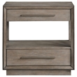 Lyni Nightstand- 2 Storage Drawers- Open Shelf- Washed Oak Brown