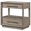 Lyni Nightstand- 2 Storage Drawers- Open Shelf- Washed Oak Brown