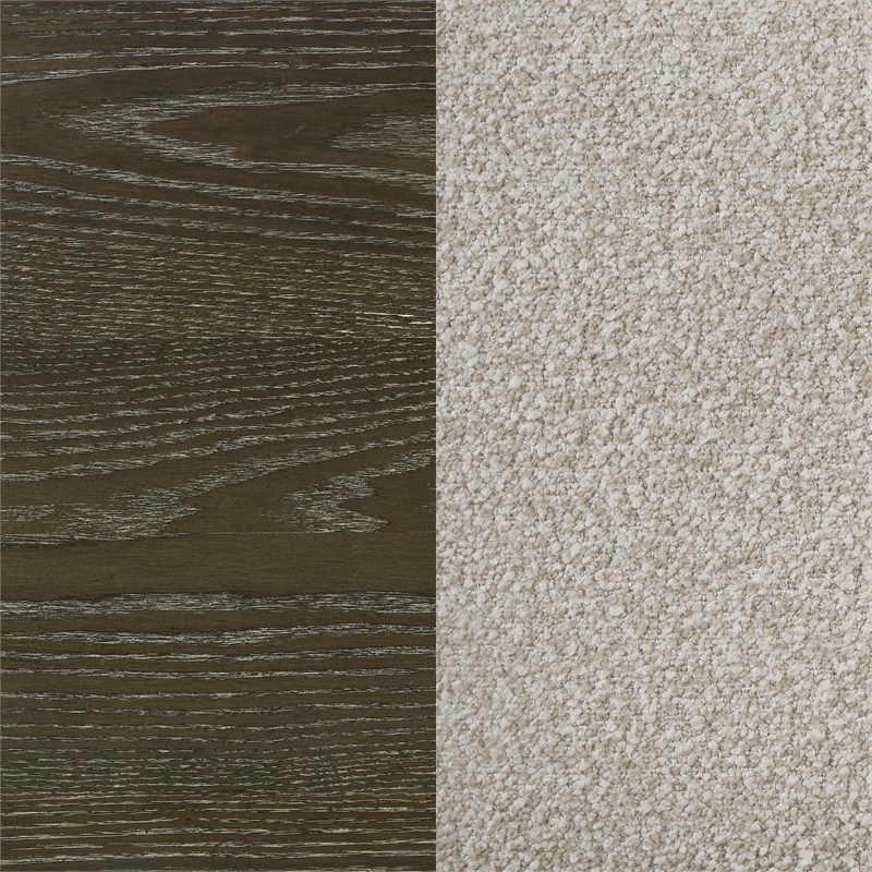 Seon California King Bed- 4 Posters- Ivory Upholstery Dark Cocoa Brown