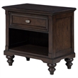 Meon Nightstand w Drawer and Open Cubby Shelf- Dark Oak Brown Wood