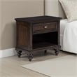Meon Nightstand w Drawer and Open Cubby Shelf- Dark Oak Brown Wood