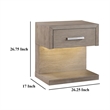 Keno Nightstand- 27 Inch Brown Acacia Wood- Storage Drawer- LED Light