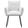 Acko Dining Chair Set of 2- Light Gray Fabric- Black Metal Frame
