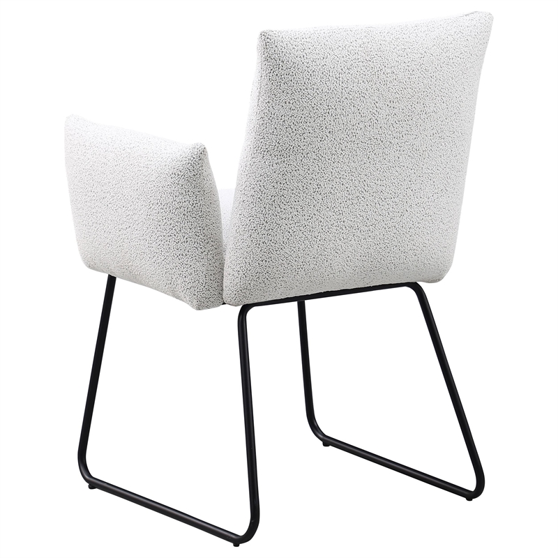 Acko Dining Chair Set of 2- Light Gray Fabric- Black Metal Frame