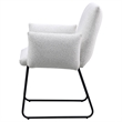 Acko Dining Chair Set of 2- Light Gray Fabric- Black Metal Frame