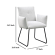 Acko Dining Chair Set of 2- Light Gray Fabric- Black Metal Frame