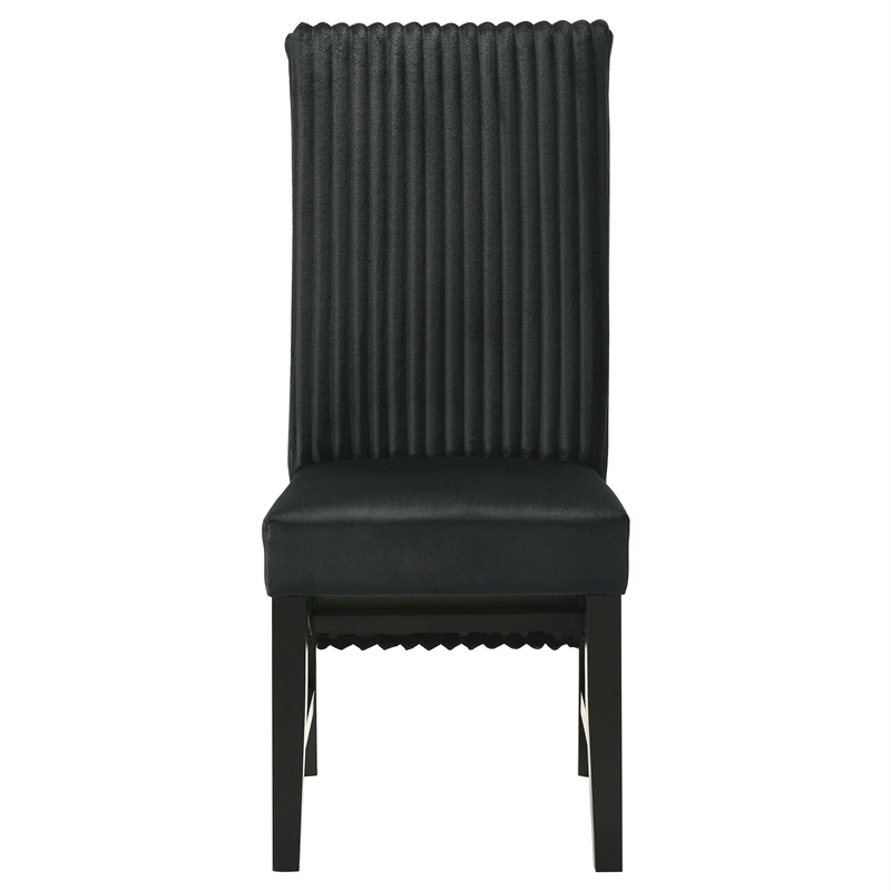 Ranna Dining Chair Set of 2- Black Velvet Foam Cushions- Hardwood