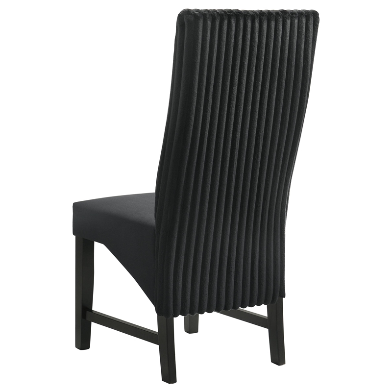 Ranna Dining Chair Set of 2- Black Velvet Foam Cushions- Hardwood