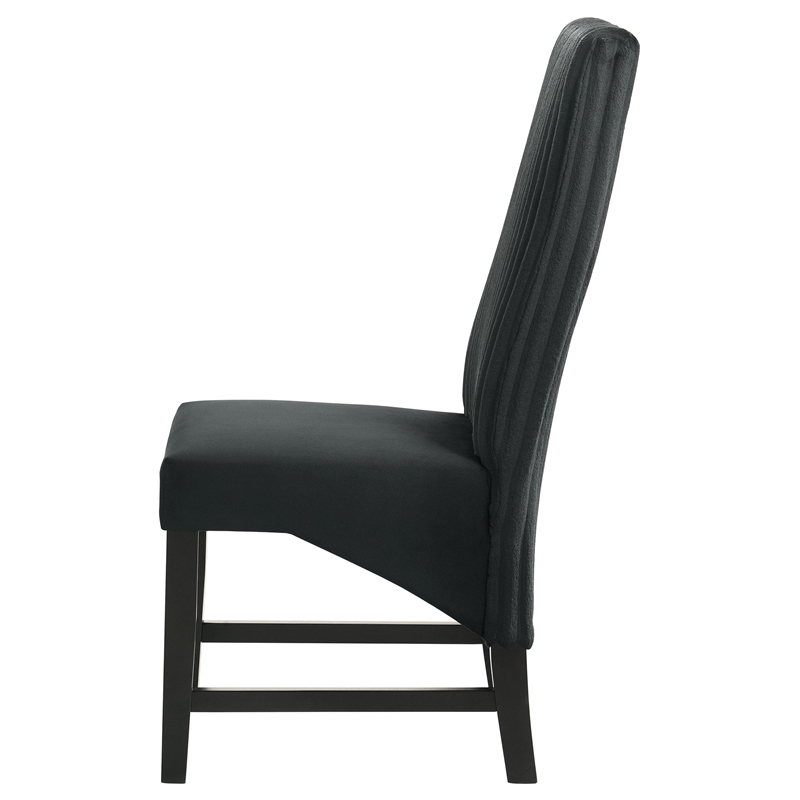 Ranna Dining Chair Set of 2- Black Velvet Foam Cushions- Hardwood