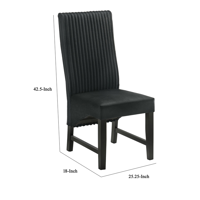 Ranna Dining Chair Set of 2- Black Velvet Foam Cushions- Hardwood