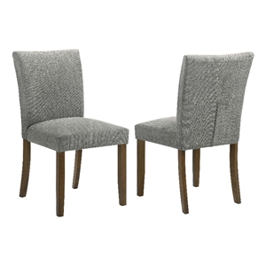 Cana Dining Chair Set of 2- Gray Fabric Foam Cushion- Brown Wood Legs