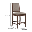 Patter Counter Height Chair Set of 2- Beige Fabric- Dark Brown 26 Inch