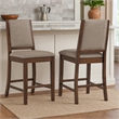 Patter Counter Height Chair Set of 2- Beige Fabric- Dark Brown 26 Inch