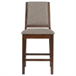 Patter Counter Height Chair Set of 2- Beige Fabric- Dark Brown 26 Inch