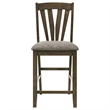 Kana Counter Height Chair Set of 2- Gray Fabric- Brown Wood Frame
