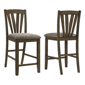 Kana Counter Height Chair Set of 2- Gray Fabric- Brown Wood Frame