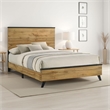 Wemy Full Size Bed- Tall Panel Headboard- Natural Brown Pine Finish