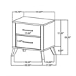 Wemy Nightstand with 2 Drawers- Metal Legs- Weathered Brown Pine Wood