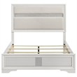 Vino Queen Size Bed- Panel Headboard White Upholstery- Glitter Stripe