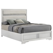 Vino Queen Size Bed- Panel Headboard White Upholstery- Glitter Stripe