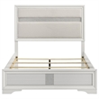 Vino Full Size Bed- Panel Headboard- White Upholstery- Glitter Stripes