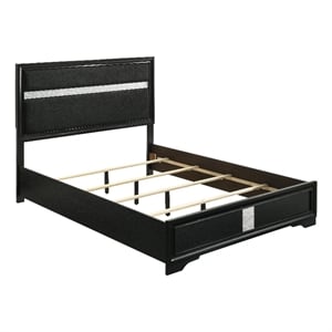 Vino King Size Bed- Panel Headboard- Black Upholstery- Glitter Stripes