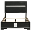 Vino Full Size Bed- Panel Headboard- Black Upholstery- Glitter Stripes