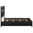Vino Full Size Bed- Panel Headboard- Black Upholstery- Glitter Stripes