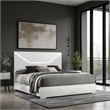 Ivon Queen Bed- 3D Embossed LED Headboard- Glossy White Solid Wood