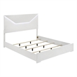 Ivon King Bed- 3D Embossed LED Headboard- Glossy White Solid Wood