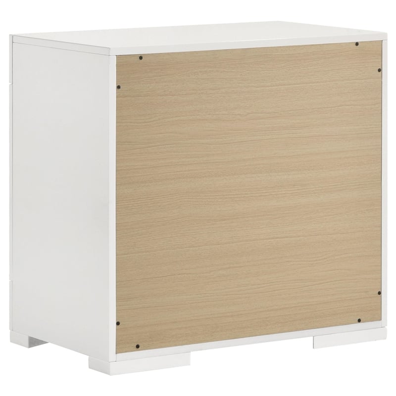 Ivon Nightstand- 2 Drawers- 26 Inch Modern Glossy White Solid Hardwood