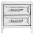 Leva Nightstand- 28 Inch- Distressed White Acacia Wood- 2 Drawers