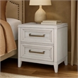 Leva Nightstand- 28 Inch- Distressed White Acacia Wood- 2 Drawers
